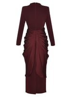 فستان برغندي انيق باكمام طويلة