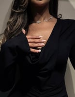 فستان اسود ليكرا سترتش طويل مزموم