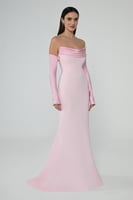 ‏فستان اوف شولدر بكم ستان ‎الفابيتا سهرة كريب