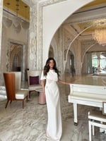 فستان كريب مزين بترتر ملون