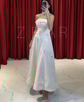 فستان بدون اكمام بجيوب مخفية و سكارف مطرز