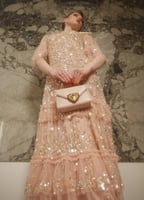 فستان تل طويل نود بشك يدوي هندي