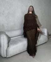 فستان هدب تريكو بني قطعتين