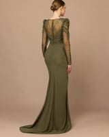 فستان سهره كينزال تل باكمام شك وذيل منسدل