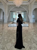 فستان لونا جيرسيه اسود طويل