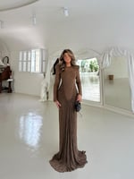 فستان موكا موس دانتيل ماكسي