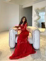 فستان لا روج سهره دانتيل احمر