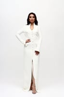 فستان بليزر رسمي كريب انيق برقبة عالية واكمام طويل...