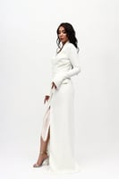 فستان بليزر رسمي كريب انيق برقبة عالية واكمام طويل...