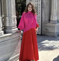 فستان لونين بقصة واسعة من الكريب الإيطالي بقصة واس...