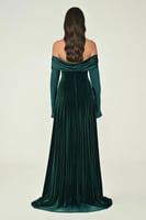 فستان سهرة مخمل اخضر الفابيتا