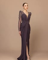 فستان سهره كينزال تل باكمام شك وذيل منسدل