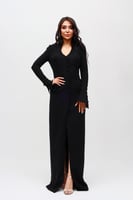 فستان بليزر رسمي كريب انيق برقبة عالية واكمام طويل...