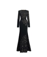 فستان بيرلا كم طويل دانتيل كريب مطرز بالترتر