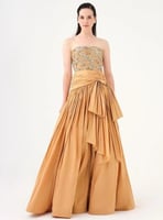 فستان سهره تفته طويل مزين بشك