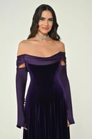 فستان سهرة مخمل بنفسجي الفابيتا