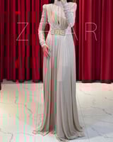 ‎فستان ترتر اسود جيرسيه برقبة عالية ودرابيه عالصدر...