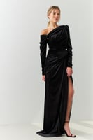 فستان سهرة مخمل اسود