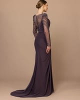 فستان سهره كينزال تل باكمام شك وذيل منسدل