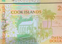 جزر كوك فئة 20 دولار اباوت أنسر ( تصبغات خفيفة سوء...