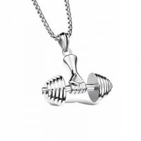 سلسال بتعليقة شكل يد تحمل دامبلز لون فضي