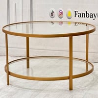 طاولة ضيافة مودرن ذهبي زجاج شفاف