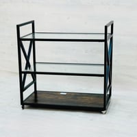 عربية تقديم خشب مع زجاج