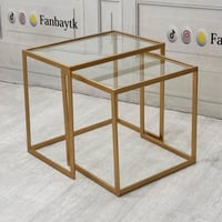 طقم طاولة جانبية متداخلة بلمسة عصرية لون ذهبي