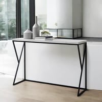 طاولة مدخل حديد وخشب رخامي أسود وأبيض - 100×30×90...