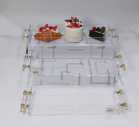 مجموعة ثلاث صواني أكريليك شفاف