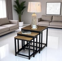 طقم طاولة شاي لون بني 3 قطع