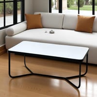 طاولة قهوة ستيل و خشب رخام أبيض وأسود