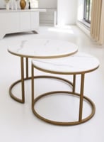 طقم طاولتين كنب متداخلة لون ابيض