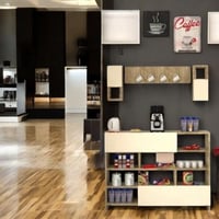 طاولة ركن قهوة خشبي وبيج مع رفوف - RC04