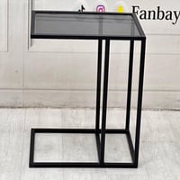 طاولة خدمة حديد أسود زجاج اسود