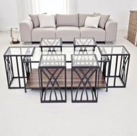 طقم طاولات1×6خشب زجاج