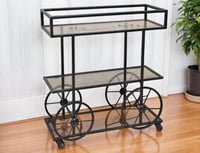 (ترولي)عربيه تقديم باللون الاسود زجاج عسلي