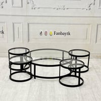 طقم طاولات اسود ارضي