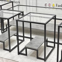 طقم طاولات شاي خشب وزجاج 1+6