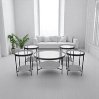 طقم طاولات قهوة خشب مع زجاج :SHML-C159