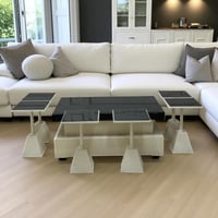 طقم طاولات ضيافة 7 قطع خشب وبسطح قزازي