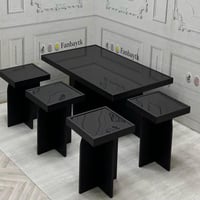 طقم طاولات 4+1 سطح زجاج-FANBAYTK