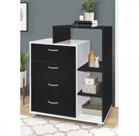 دولاب تنظيم أحذية خشبي لون أسود وأبيض