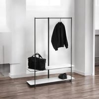 علاقة ملابس حديد و خشب رخامي أبيض وأسود - 190 × 30...