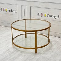 طاولة ضيافة مودرن ذهبي زجاج شفاف