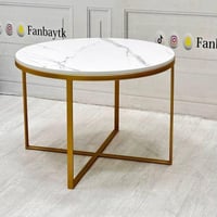 طاولة قهوة دائرية عصرية لون ذهبي-FANBAYTK