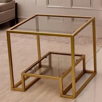 طاولة خدمة حديد ذهبي زجاج بني