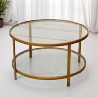 طاولة ضيافة مودرن ذهبي زجاج شفاف