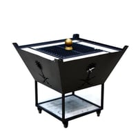 منقل سطح رخامي على شكل مبخرة بغطاء لون أسود