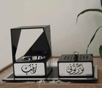 مبخرة فاخرة اكريليك فضية مع ستاند بلاسم تصميم حسب...